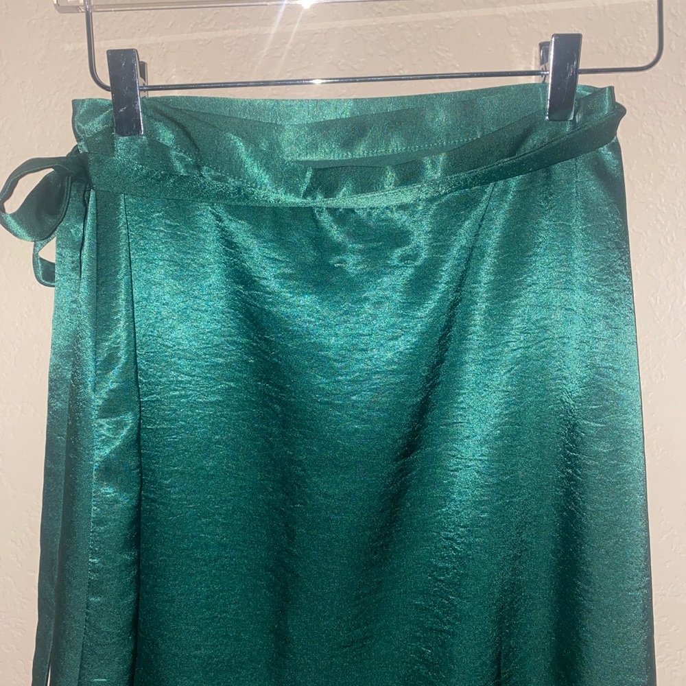 Revolve Privacy Please Emerald Java Wrap Skirt Gr… - image 7